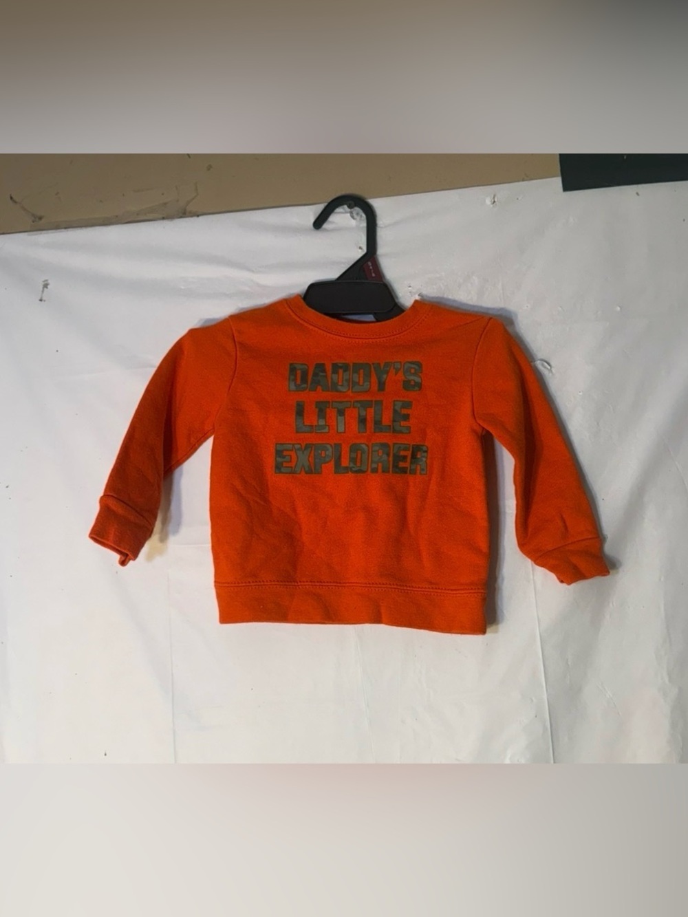 Garanimals Baby Boys Orange Camo "Daddy's Little Explorer" sweater size 18 month